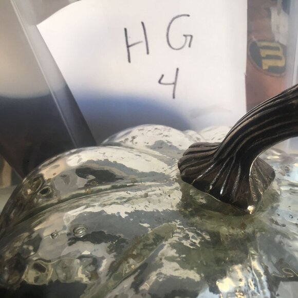 Mercury Silver Crackle Blown Glass LED Light up Pumpkin Halloween  10X9 - Picture 7 of 7